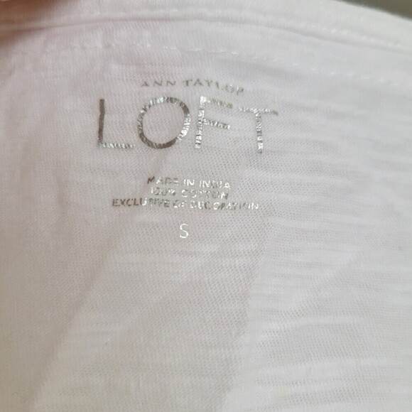 Ann Taylor Loft Bronze Beaded Floral White 100% Cotton Sleeveless Tank Blouse Sm - Picture 9 of 11